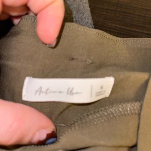 Olive Green Dress Pants - stretchy and cinched waist tie